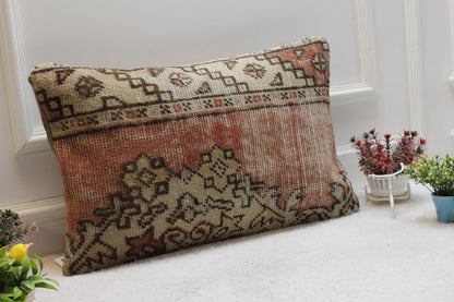 Handmade Turkish Rug Lumbar Pillow Cover: Upcycled Kilim, 16x24 inc