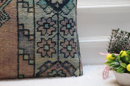 Handmade Kilim Pillow Cover: Upcycled Turkish Wool Rug, Rainbow (16X16 inc.)