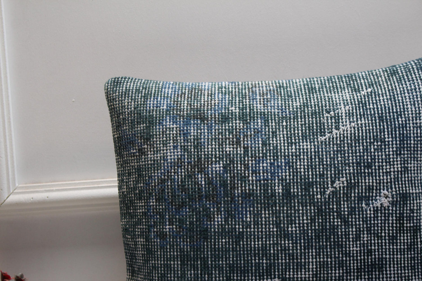 Blue Kilim Pillow Cover: Vintage Organic Wool Throw Pillow, 16x16