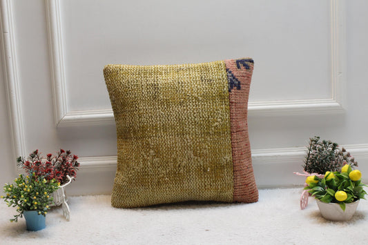 Vintage Turkish Rug Pillow Cover: 16x16 Boho Decor