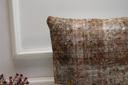 Vintage Turkish Rug Pillow Cover: 16x16 Square Anatolian Kilim Pillow