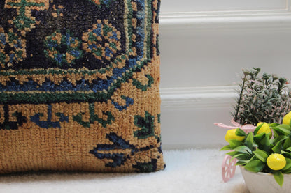 Handmade Turkish Kilim Pillow Cover: Upcycled Woven Rug, Rainbow, 16x16
