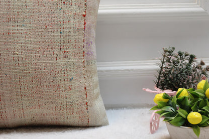 Handmade Kilim Pillow Cover: Upcycled Woven Rug, Ethnic Home Decor (16x16 inch)