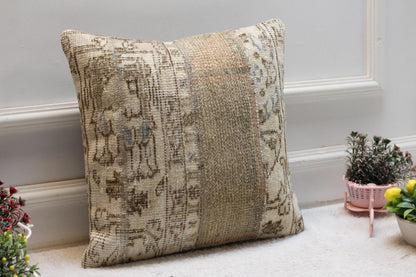 Patchwork Turkish Rug Pillow Cover: Bohemian Home Decor (16x16 inch)