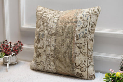 Patchwork Turkish Rug Pillow Cover: Bohemian Home Decor (16x16 inch)
