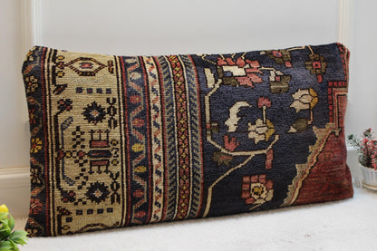 Floral Anatolian Rug Pillow Cover: Handmade Turkish Kilim, 16x16 inch