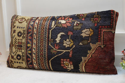 Floral Anatolian Rug Pillow Cover: Handmade Turkish Kilim, 16x16 inch