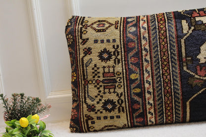 Floral Anatolian Rug Pillow Cover: Handmade Turkish Kilim, 16x16 inch