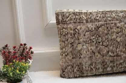 Handmade Kilim Lumbar Pillow Cover: Earthy Bohemian Cushion (12x24 inch)