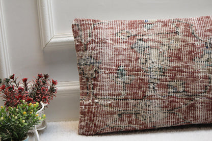 Boho Kilim Lumbar Pillow 12x24: Vintage Turkish Rug Cover