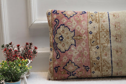 Upcycled Turkish Kilim Lumbar Pillow Cover: Rustic Bohemian Decor (12x24 inch)