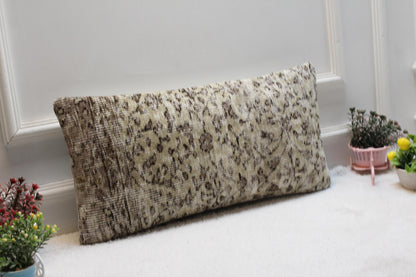 Handmade Turkish Kilim Lumbar Pillow Cover: Shabby Chic Decor (12x24)