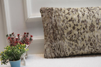 Handmade Turkish Kilim Lumbar Pillow Cover: Shabby Chic Decor (12x24)