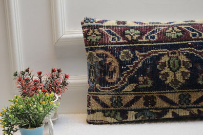 Rustic Turkish Kilim Pillow Cover: Lumbar Boho Decor (12x24 inch)