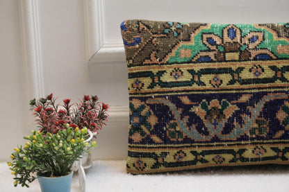 Handmade Turkish Kilim Lumbar Pillow Cover: Bohemian Sofa Cushion 12x24