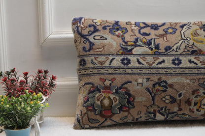 Handmade Wool Lumbar Pillow Cover: Persian Rug Design (12x24 in)