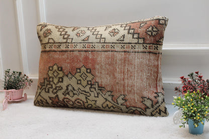 Handmade Turkish Rug Lumbar Pillow Cover: Upcycled Kilim, 16x24 inc