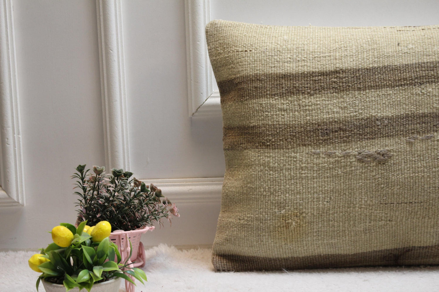 Handmade Kilim Pillow Cover (16x24 inch): Brown Boho Throw Pillow