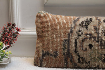 Slim Turkish Kilim Lumbar Pillow – 8x36 Handwoven Vintage Cushion