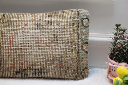 Slim Turkish Kilim Lumbar Pillow – 8x36 Handwoven Vintage Cushion