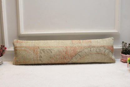 Beige & Orange Turkish Rug Pillow Cover: Vintage Wool Lumbar Pillow