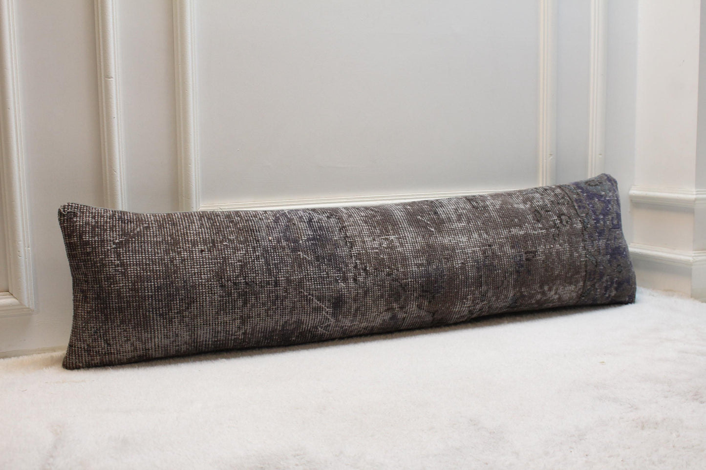 Handmade Turkish Rug Lumbar Pillow Cover: Upcycled Kilim, 12x48 inch