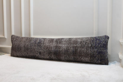 Handmade Turkish Rug Lumbar Pillow Cover: Upcycled Kilim, 12x48 inch