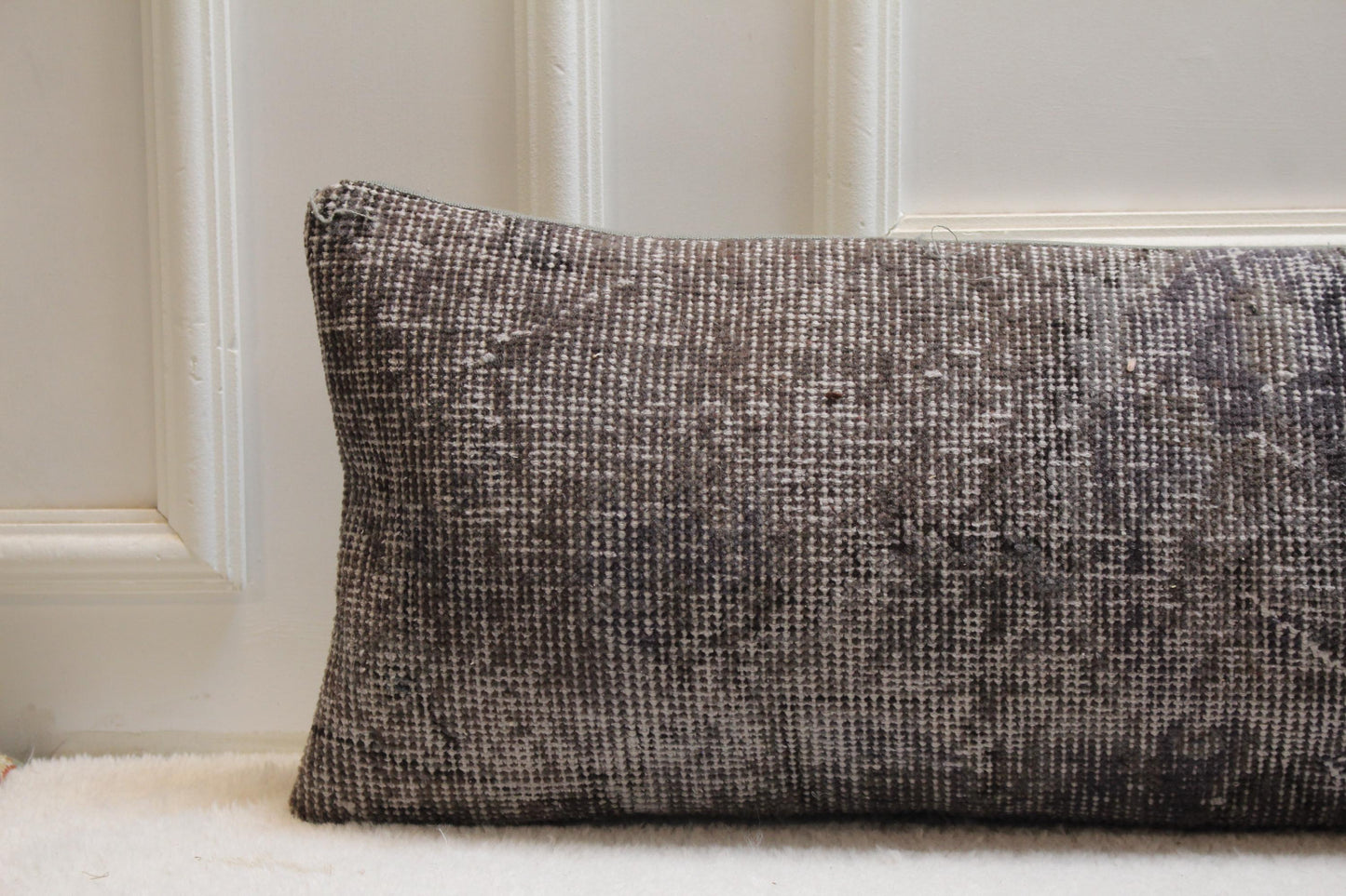 Handmade Turkish Rug Lumbar Pillow Cover: Upcycled Kilim, 12x48 inch