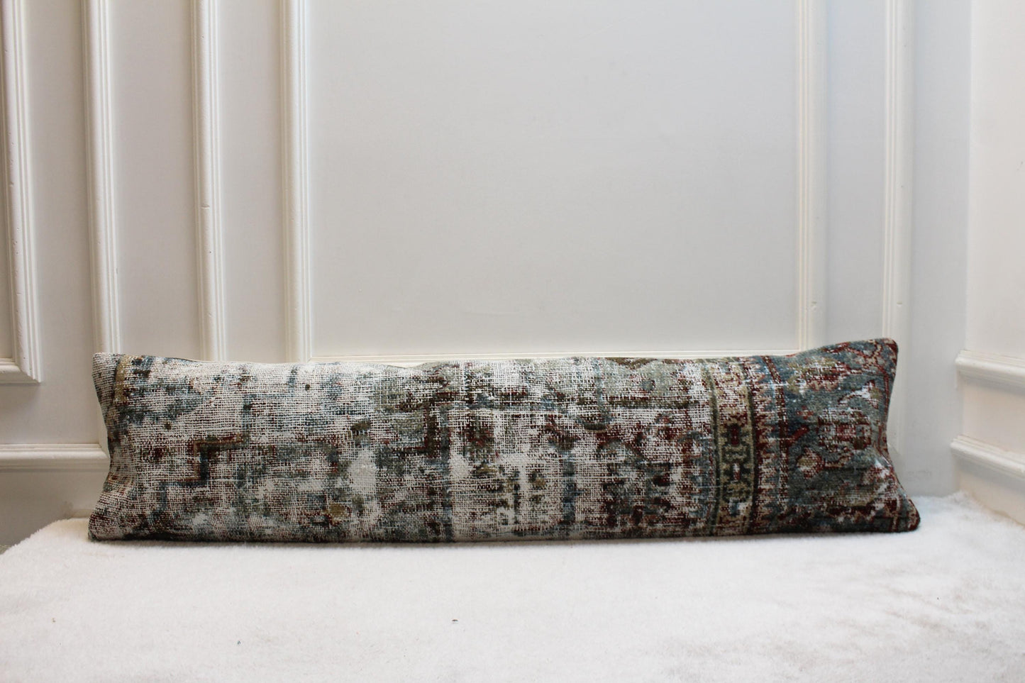 Handmade Turkish Rug Lumbar Pillow Cover: Vintage Woven Kilim, 12x48 inch