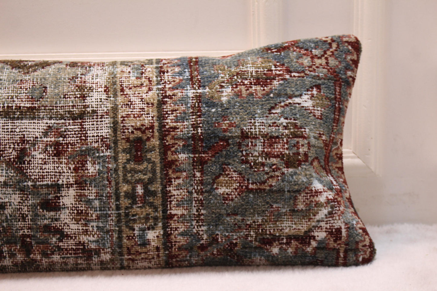 Handmade Turkish Rug Lumbar Pillow Cover: Vintage Woven Kilim, 12x48 inch