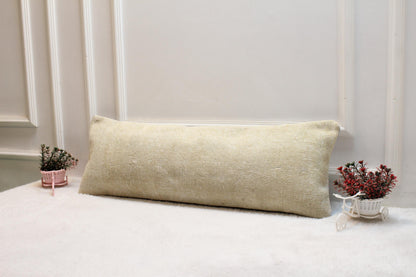 Beige Lumbar Pillow: 12x36 Turkish Rug Design, Neutral Tones