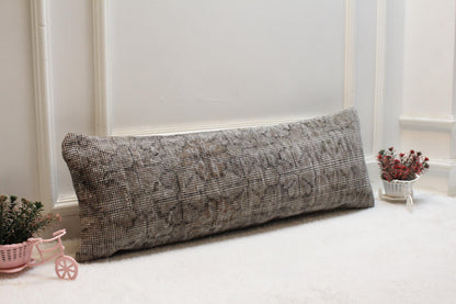 Rustic Lumbar Pillow Cover: Vintage Turkish Rug Print, 12x36 inch
