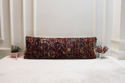 Tribal Kilim Lumbar Pillow 12x36 – Handwoven Turkish Wool, Rustic Decor