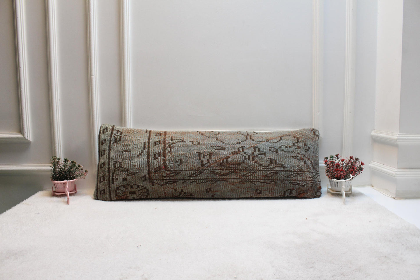 Handwoven Turkish Kilim Pillow Cover 12x36 – Antique Tribal Lumbar