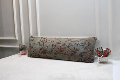 Handwoven Turkish Kilim Pillow Cover 12x36 – Antique Tribal Lumbar