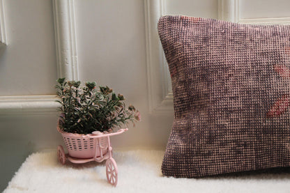 Handwoven Floral Kilim Lumbar Pillow – Vintage Turkish Wool Cushion (12x36”)