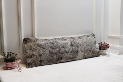 Handmade Kilim Lumbar Pillow Cover – Gray Wool, Rustic Farmhouse Accent (12x36)