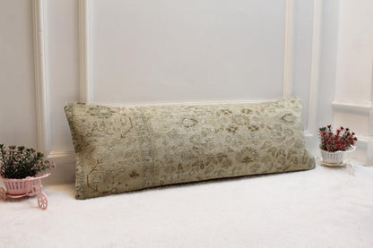 Vintage Turkish Rug Lumbar Pillow Cover: Southwestern Boho Cushion (12x36)