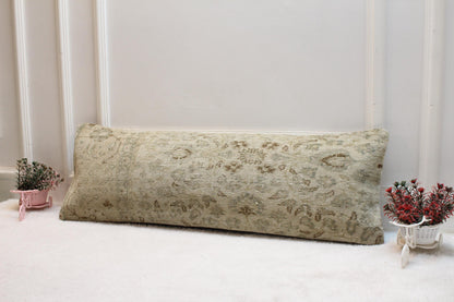 Vintage Turkish Rug Lumbar Pillow Cover: Southwestern Boho Cushion (12x36)