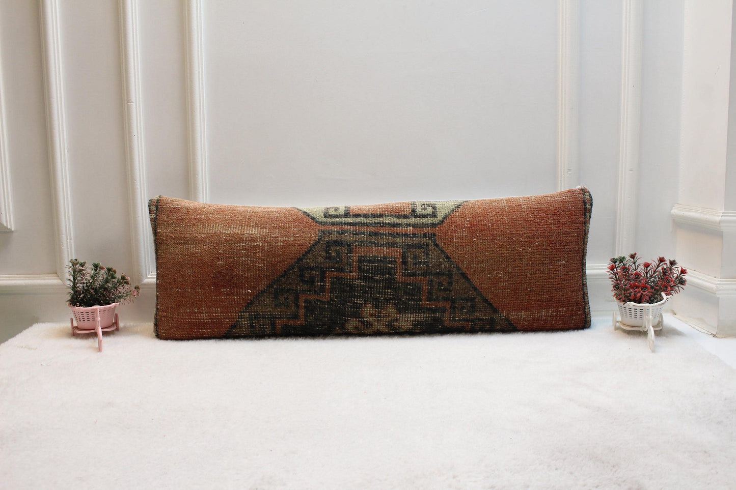 Southwestern Turkish Rug Lumbar Pillow Cover: Boho Tribal Print (12x36)