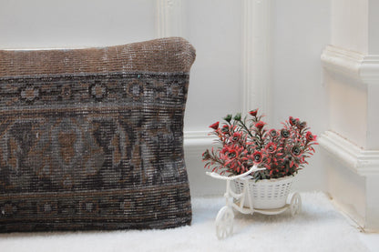 Vintage Turkish Kilim Pillow Cover - 12x36 Handmade Lumbar Cushion