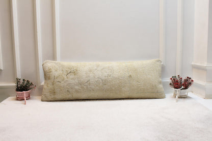 Beige Turkish Rug Lumbar Pillow Cover: Boho Decor (12x36)