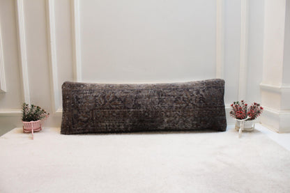 Black Lumbar Pillow Cover 12x36: Turkish Rug Print, Boho Cushion