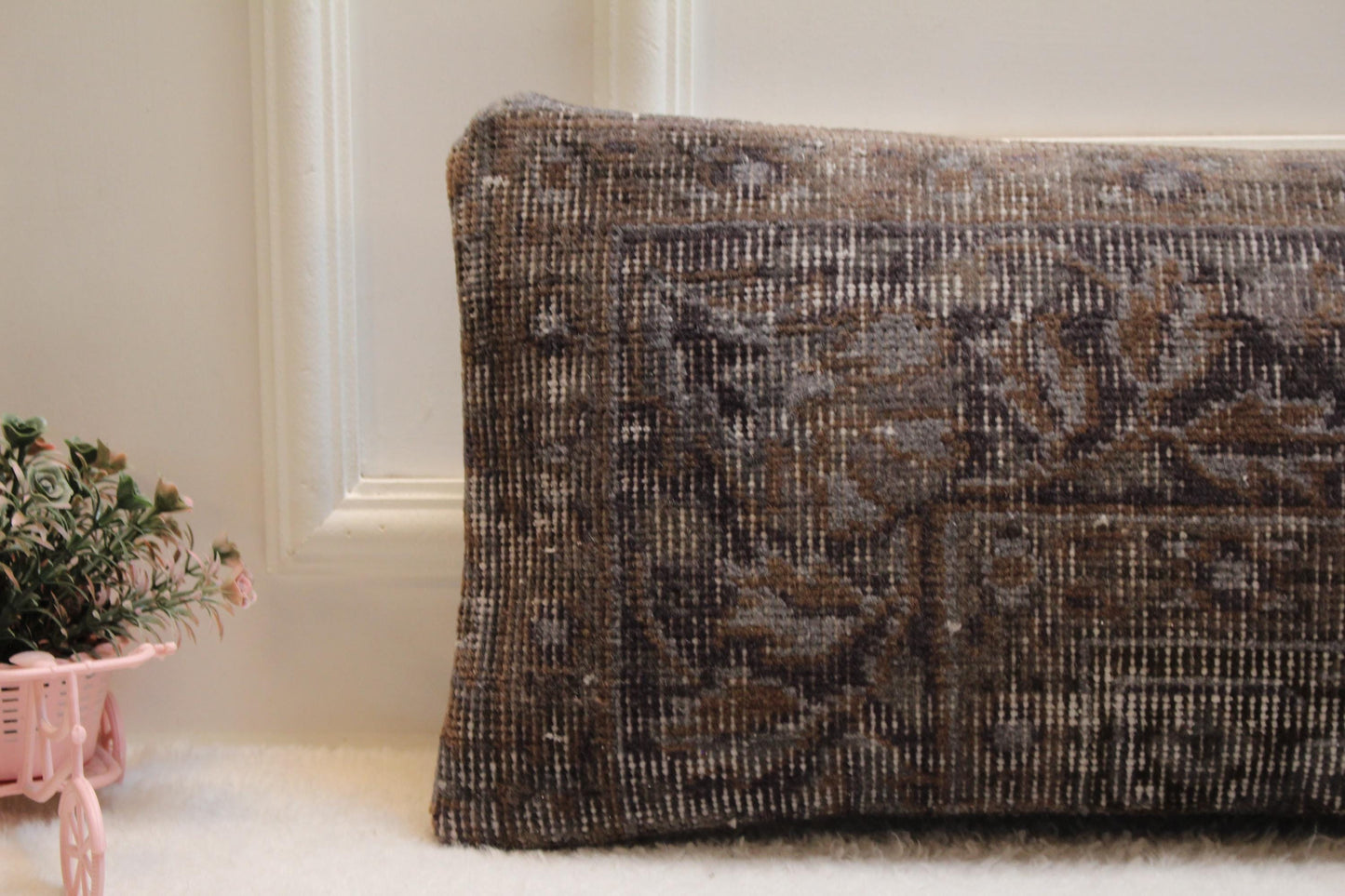 Black Lumbar Pillow Cover 12x36: Turkish Rug Print, Boho Cushion