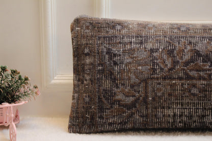Black Lumbar Pillow Cover 12x36: Turkish Rug Print, Boho Cushion