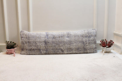 Purple Vintage Turkish Rug Lumbar Pillow Cover: 12x36 Organic Wool Pillow