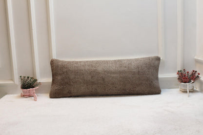 Handmade Kilim Lumbar Pillow Cover: Upcycled Turkish Rug, 12x36 inch