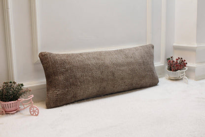 Handmade Kilim Lumbar Pillow Cover: Upcycled Turkish Rug, 12x36 inch