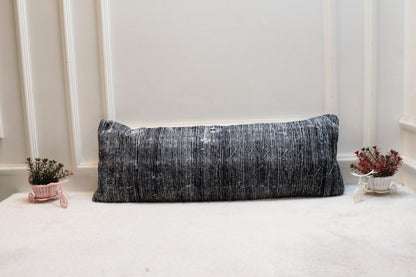 Handmade Turkish Kilim Lumbar Pillow Cover: Organic Wool, 12x36 inc
