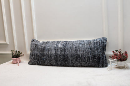 Handmade Turkish Kilim Lumbar Pillow Cover: Organic Wool, 12x36 inc
